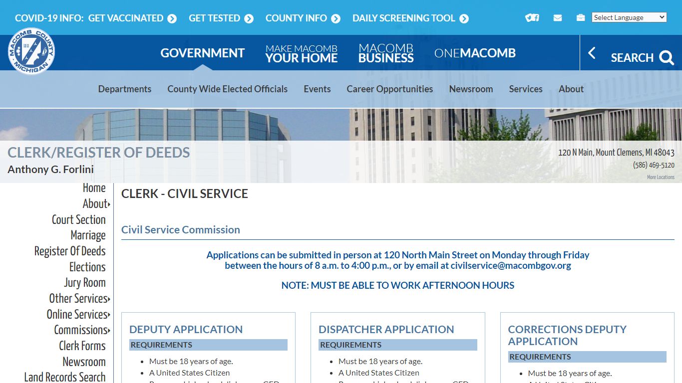 Clerk - Civil Service | Macomb County